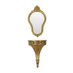 Vergulde Barok Stijl Spiegel Met Console Acanthus Frankrijk, Ophalen of Verzenden, Overige vormen, Minder dan 50 cm, Minder dan 100 cm