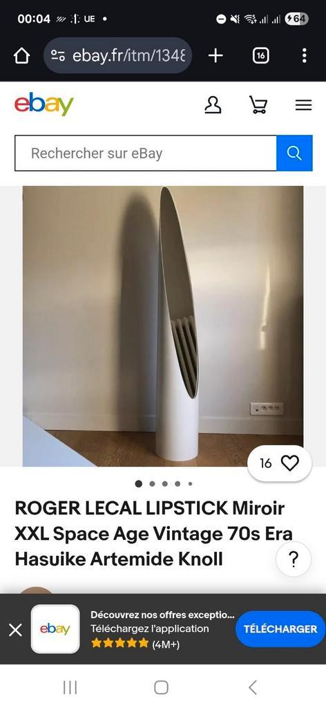 ROGER LECAL LIPSTICK Miroir XXL Space Age Vintage 70s, Antiek en Kunst, Antiek | Spiegels, Ovaal, Ophalen