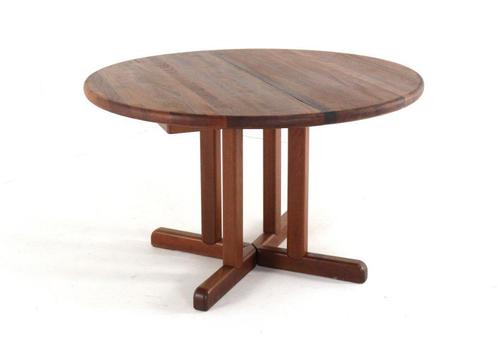 Ronde Dyrlund 2x verlengbare eettafel massief teak, Huis en Inrichting, Tafels | Eettafels, Zo goed als nieuw, 100 tot 150 cm