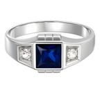 18 karaat gouden ring met natuurlijke diamant en saffier!, Handtassen en Accessoires, Ringen, 19 tot 20, Ophalen of Verzenden