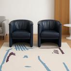 2 donkerblauwe lederen zetels van het merk Rolf Benz, Huis en Inrichting, Ophalen, Zo goed als nieuw