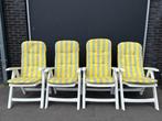 4 tuinstoelen met kussens, Tuin en Terras, Ophalen, Gebruikt, Plastic, Verstelbaar