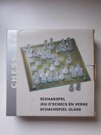 schaakset in glas plaat 20x20cm NIEUW, Nieuw, Ophalen of Verzenden