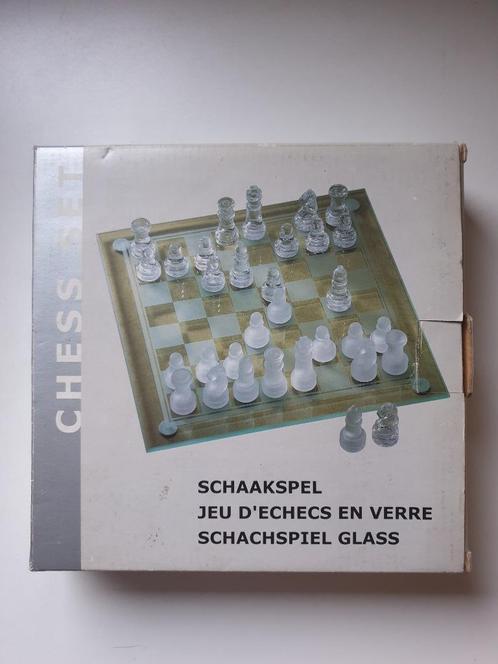 schaakset in glas plaat 20x20cm NIEUW, Hobby & Loisirs créatifs, Jeux de société | Jeux de plateau, Neuf, Enlèvement ou Envoi