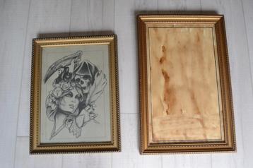2 kaders met fijn afgewerkte vergulde rand beschikbaar voor biedingen