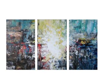 " Valley of Deception " Prachtig Acryl 3 luik 120 cm x 70 cm beschikbaar voor biedingen