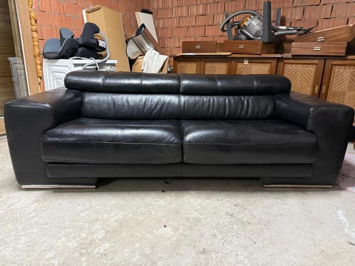 3-zits leren bank, Huis en Inrichting, Zetels | Zetels, Zo goed als nieuw, Rechte bank, Driepersoons, 200 tot 250 cm, 100 tot 125 cm