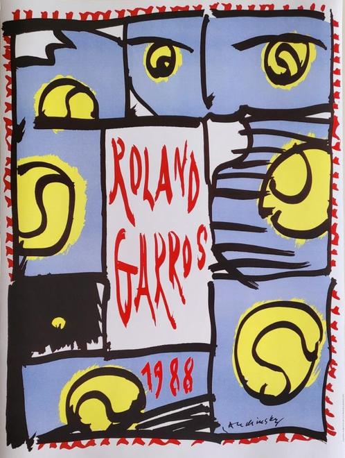 Alechinsky - Affiche originale - Roland Garros - 1988, Antiquités & Art, Art | Lithographies & Sérigraphies, Envoi