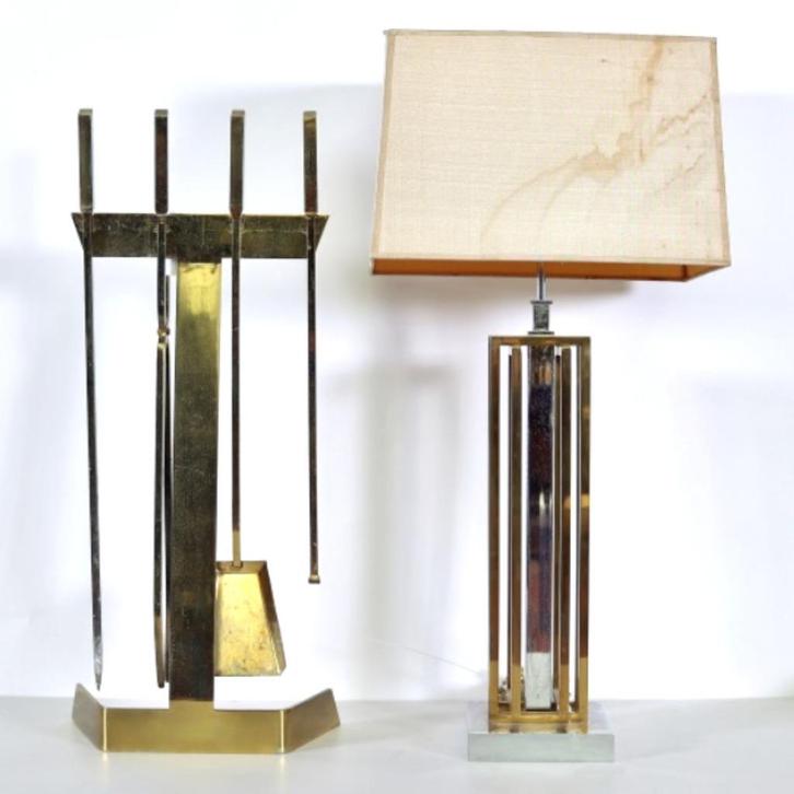 Een openhaardset en bijpassende lamp van Willy Daro, Huis en Inrichting, Haarden, Gebruikt, Overige soorten, Verzenden