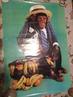 Vintage poster aap / chimpansee (1970s), Comme neuf, Enlèvement ou Envoi