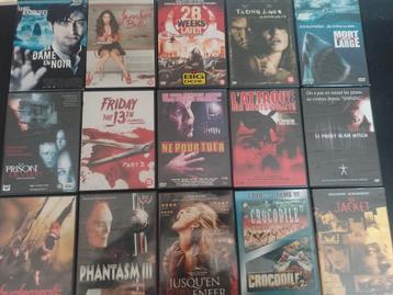 Te koop lot van 55 dvd-horrorfilms casi gloednieuw 