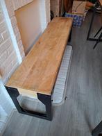 Industriele houte mango bank, Huis en Inrichting, Tafels | Eettafels, Ophalen, Minder dan 50 cm, Gebruikt, Metaal