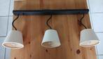 Plafondlamp zwart 3 lampjes, Huis en Inrichting, Lampen | Plafondlampen, Ophalen, Gebruikt, Metaal, Landelijk