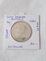 Cook islands 50 dollar 1990 Proof AG Opl.25.000 buffalo !!!, Timbres & Monnaies, Monnaies | Océanie, Enlèvement ou Envoi