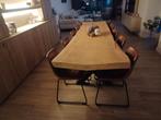 Volledige massieve boomstamtafel + onderstel, Huis en Inrichting, Complete eetkamers, Ophalen of Verzenden, Zo goed als nieuw