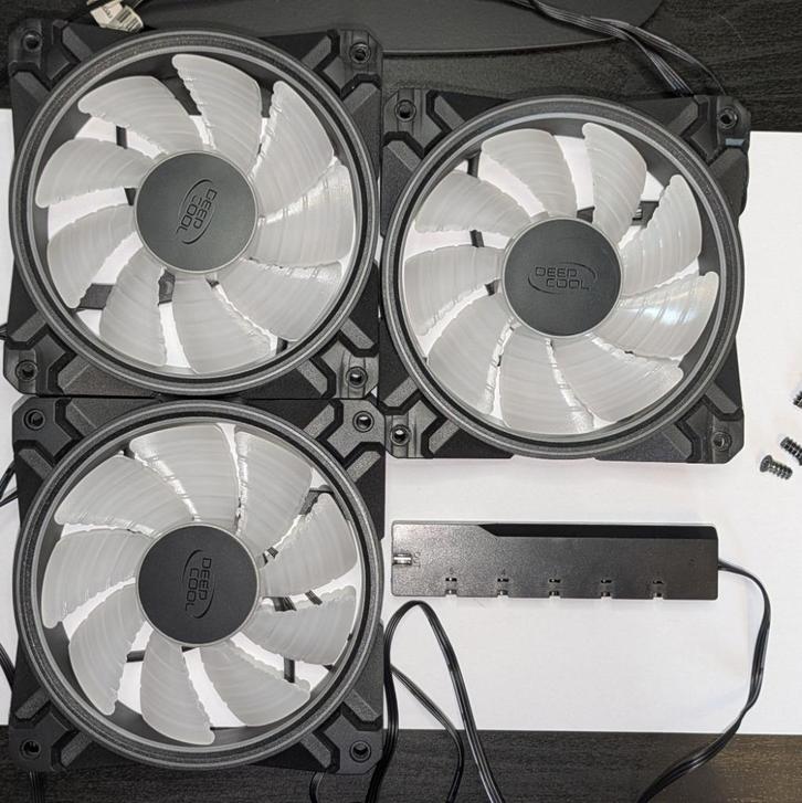 DeepCool CF120 Plus set van 3 ventilatoren voor PC, Computers en Software, Computerkoelers, Gebruikt, Luchtkoeling, Ophalen of Verzenden