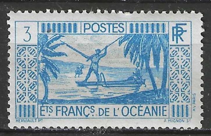 Frans-Oceanie 1939/1949 - Yvert 86 - Visser - 3 c. (PF), Postzegels en Munten, Postzegels | Oceanië, Verzenden