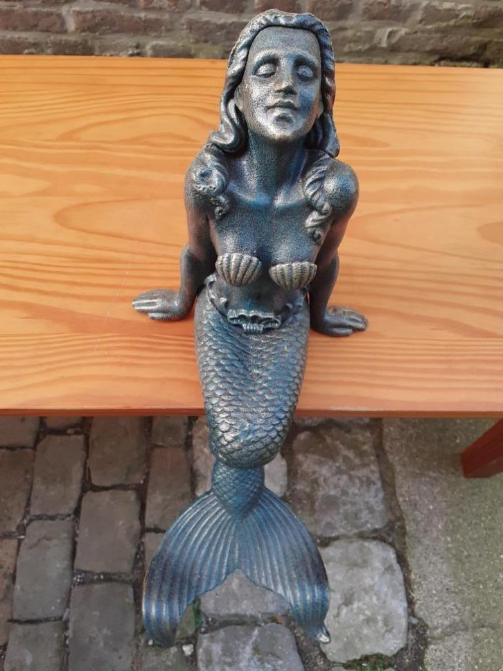 PRACHTIGE GEPATINEERDE GIETIJZEREN SIRENE, Tuin en Terras, Tuinbeelden, Nieuw, Overige typen, Overige materialen, Ophalen of Verzenden