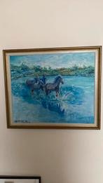 Schilderij op doek , paarden van de Camargue, Antiek en Kunst, Kunst | Schilderijen | Modern, Ophalen