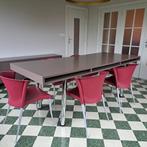 Eetkamer (Tafel + Stoelen, Barkast, Dressoir) Bruin gelakt, Huis en Inrichting, Ophalen, Gebruikt, Retro / Vintage, 6 tot 8 stoelen