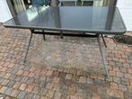 Tuintafel antraciet - glazen blad, Tuin en Terras, Ophalen, Gebruikt, Rechthoekig, Metaal