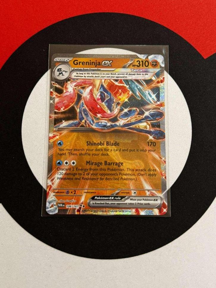 Pokémon -  Twilight Masquerade - Greninja EX (106/167) - NM, Hobby en Vrije tijd, Verzamelkaartspellen | Pokémon, Zo goed als nieuw