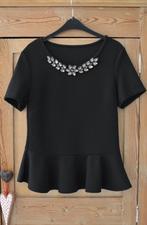 ZWARTE BLOUSE MET STRASS STEENTJES/ MAAT S / MADE IN ITALY, Enlèvement ou Envoi, Comme neuf, Taille 36 (S), Noir