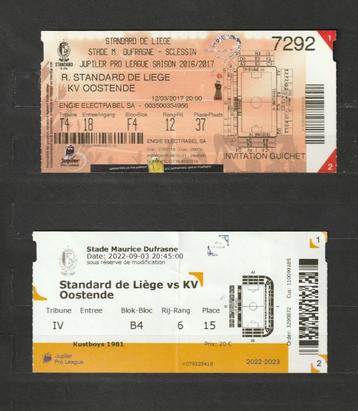 Standard - KV Oostende : 2 (gebruikte) tickets (2017-2022)