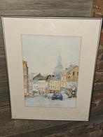 Aquarelle village signe jacques fussin ou fussen 92, Antiquités & Art, Art | Peinture | Classique, Enlèvement ou Envoi