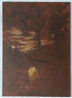 Schilderijtje/ Studie van Badende Man - Olieverf, Antiek en Kunst, Ophalen of Verzenden