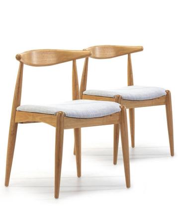Set van 2 massief houten stoelen 