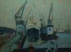 Harold Van de Perre (1937): Havenzicht (58 x 48 cm), Ophalen of Verzenden