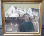 schilderij, boerderij met kippen, gesign De Smet ( August ), Ophalen