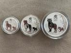 3 zilveren munten Lunar III 2022 tiger 1/2, 1 en 2oz, Ophalen of Verzenden, Zilver