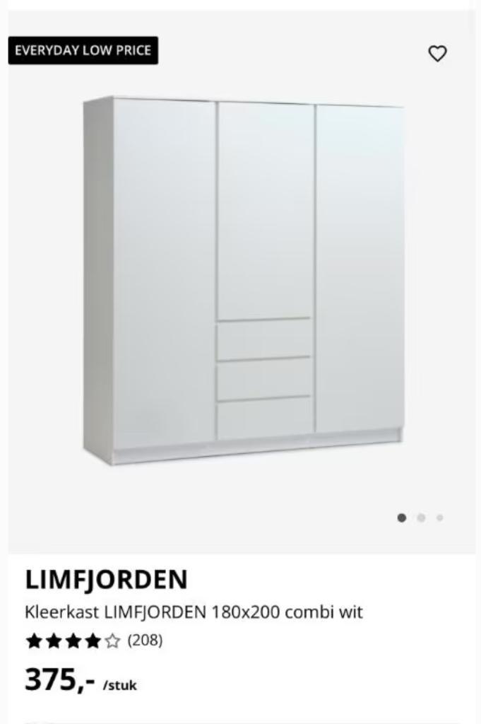 Kledingkast JYSK, Huis en Inrichting, Kasten | Kleerkasten, Gebruikt, 150 tot 200 cm, Met lade(s), Met deur(en), Met plank(en)