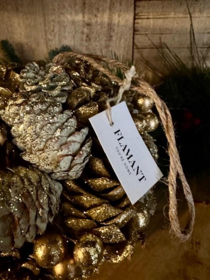 FLAMANT - deco bal “glitter” dennenappels (large) - nieuw, Diversen, Kerst, Nieuw, Ophalen of Verzenden