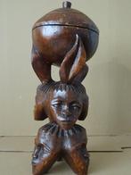 Afrikaans beeld houtsnijwerk 6-koppig beeld met pot 39cm, Ophalen of Verzenden