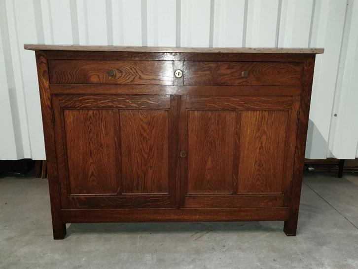 Antieke, prachtige eikenhouten kast met marmeren blad., Antiek en Kunst, Antiek | Meubels | Kasten, Ophalen