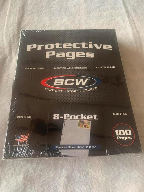 100 paginas 8 Pocket Card Protectors-BCW pokemon sport kaart, Hobby en Vrije tijd, Verzamelkaartspellen | Overige, Nieuw, Sleeves of Kaarthoesjes
