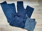 2 zwangerschapsbroeken (lang) en 2 topjes - maat small, Kleding | Dames, Zwangerschapskleding, Ophalen, Maat 36 (S), Blauw