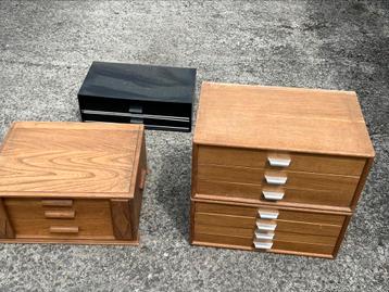 Set van 4 antieke/vintage bestek bakken met lades. beschikbaar voor biedingen