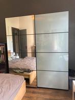 IKEA PAX garderobekast zwarte schuifdeuren spiegels, Huis en Inrichting, Kasten | Kleerkasten, Ophalen, Zo goed als nieuw
