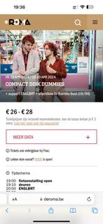 Compact Disk Dummies! 2 tickets €54, Tickets en Kaartjes, Evenementen en Festivals, Twee personen