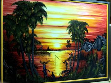 Schilderij Naïeve kunst Dominicaanse Republiek beschikbaar voor biedingen