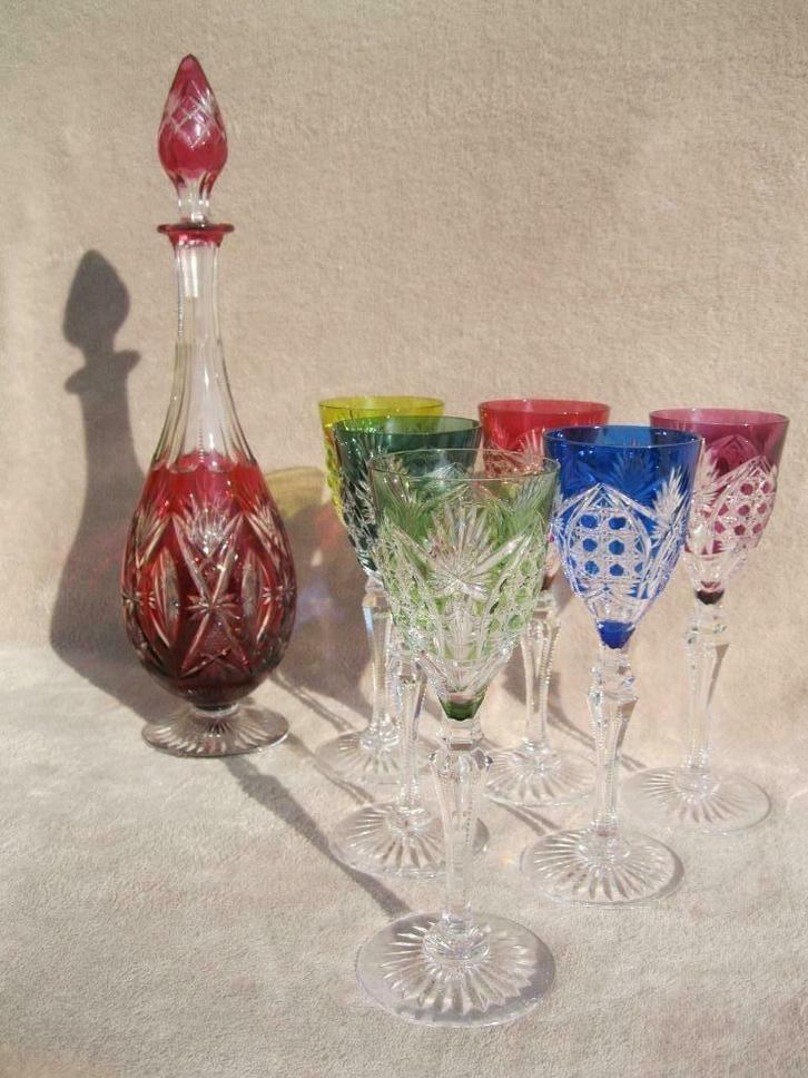 Zes 21,5cm hoge Saarlouis glazen Val Saint Lambert., Antiek en Kunst, Antiek | Glaswerk en Kristal, Ophalen