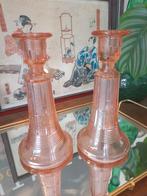 Roze Art Deco kandelaars Flandre Luxval VSL 1935, Ophalen of Verzenden, Glas