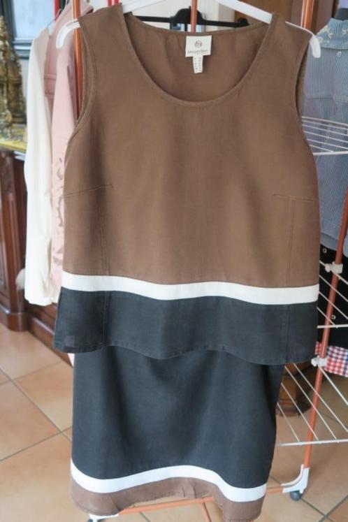 Topje+rokje zwart bruin linnen Mayerline mt 44-46, Kleding | Dames, Rokken, Zo goed als nieuw, Maat 46/48 (XL) of groter, Zwart