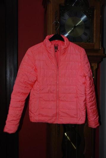 Veste Blouson anorak matelassé orange fluo T146/152 ou 11/12