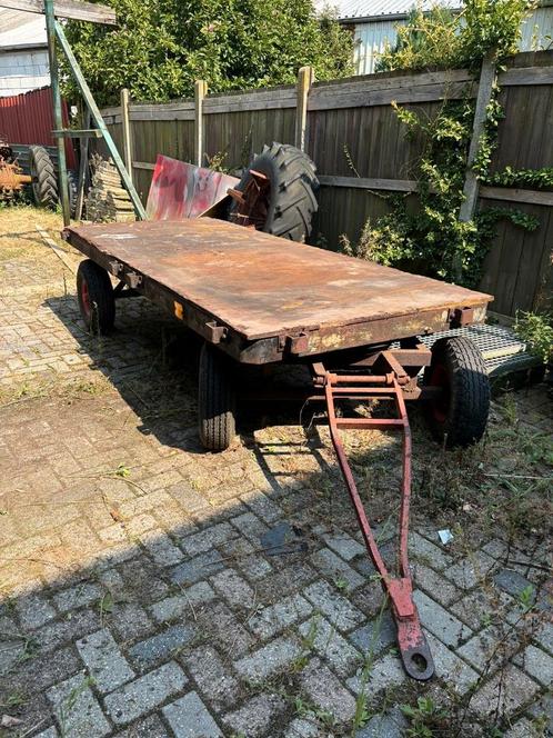 Platte wagen boerenkar schamelwagen plateau aanhanger remork, Bricolage & Construction, Chariots de transport, Comme neuf, Enlèvement