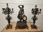 Oude schouwgarnituur met kandelaars zeer mooie marmer!!!, Antiek en Kunst, Ophalen